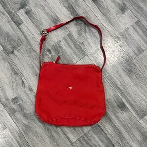 Piero Guidi Red Nylon and Patent Leather Shoulder Bag Made in Italy